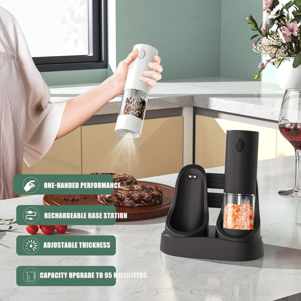 lanema Cordless Electric Pepper Mill Rechargeable Battery Adjustable Coarseness Salt Grinder For Home Cooking and Outdoor Use