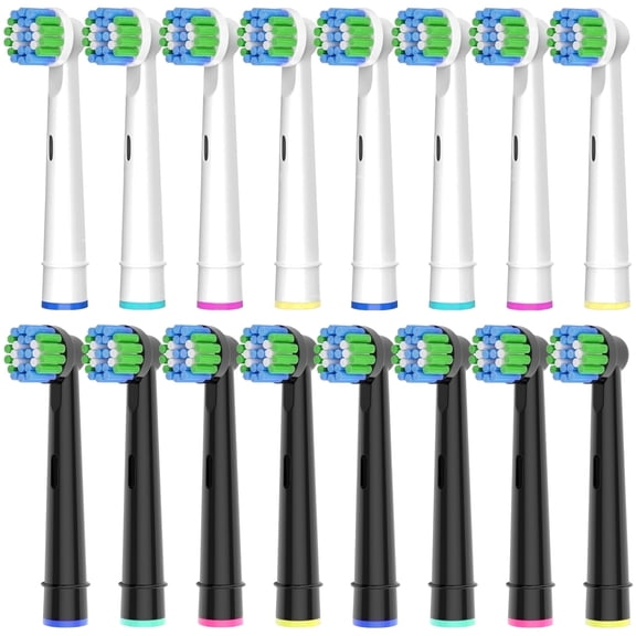 Betterchoi Replacement Brush Heads for Oral B Electric Toothbrushes, 16 Pack Black and White Precision Clean Toothbrush Head.