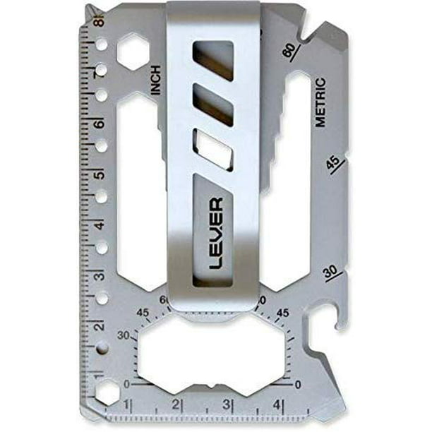 Lever Gear Toolcard Pro W Clip 40 In 1 Credit Card Multitool Sleek Minimalist Stainless Steel Wallet Multi Tool Bead Blast Silver Com - Best Wallet Tool Card