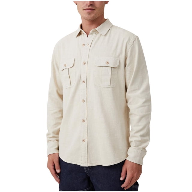 Cotton On Mens Greenpoint Button Up Shirt, washedstone, 2XL Neck
