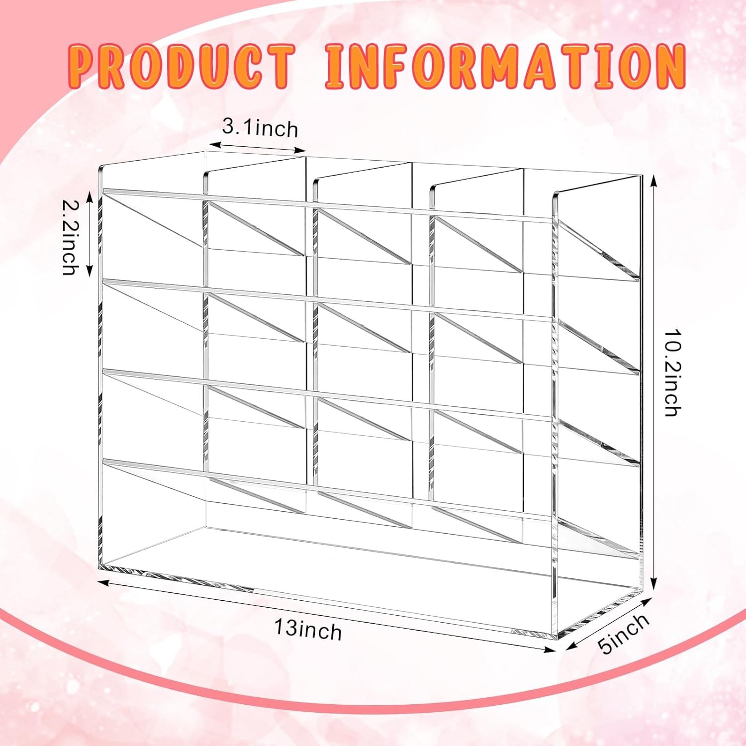 White Vertical Acrylic Pen Organizer, Large Capacity Desktop Marker Holder, Holds 250 Pencils Markers Stationery Storage, 13 x 4 x 12.4 Inch Desk Display Rack for Office Home