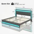 thumbnail image 3 of Queen Bed Frame with Adjustable Headboard, LED Lights, Upholstered Platform, 3 of 8