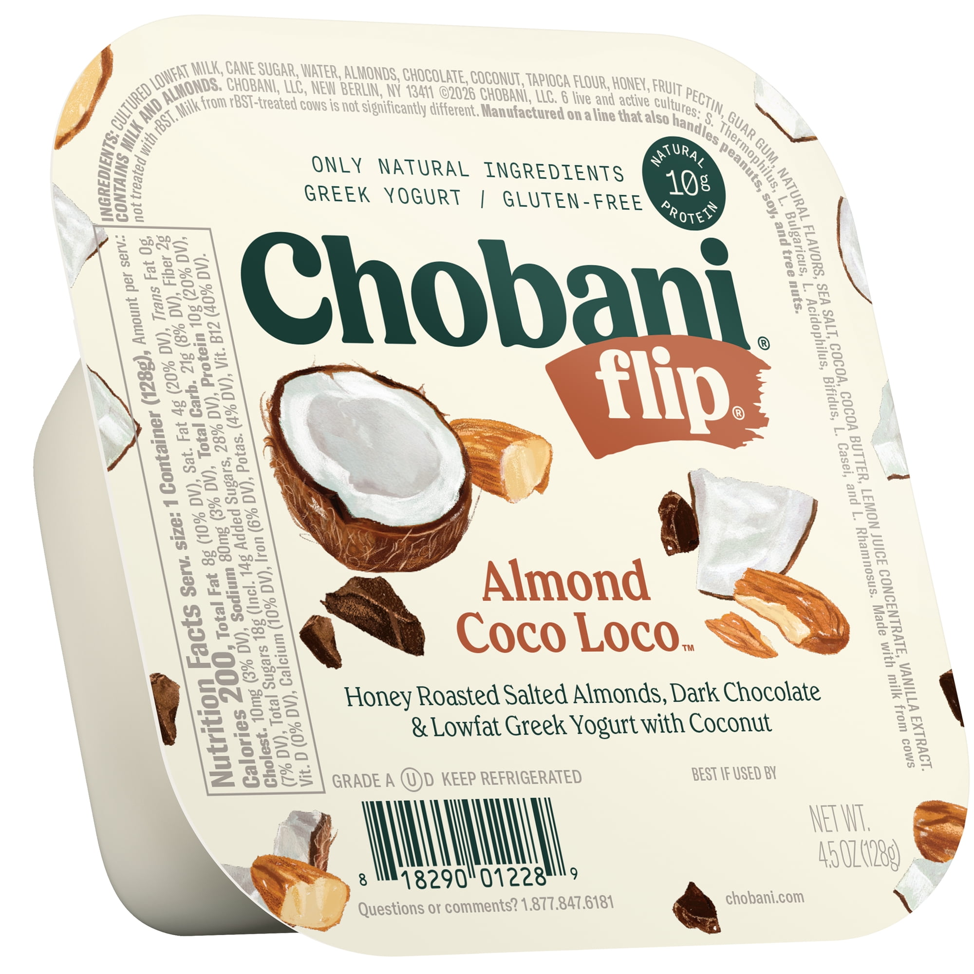 Chobani Flip Low-Fat Greek Yogurt Almond Coco Loco 4.5 oz Cup
