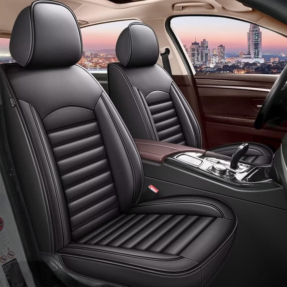 AOMSAZTO Full Set Seat Cover Fit for Toyota Corolla 2014-2019 | Faux Leather Seat Covers Waterproof Car Seat Covers Protector | Compatible with Airbag & Easy to Install (5 Seats, Black)