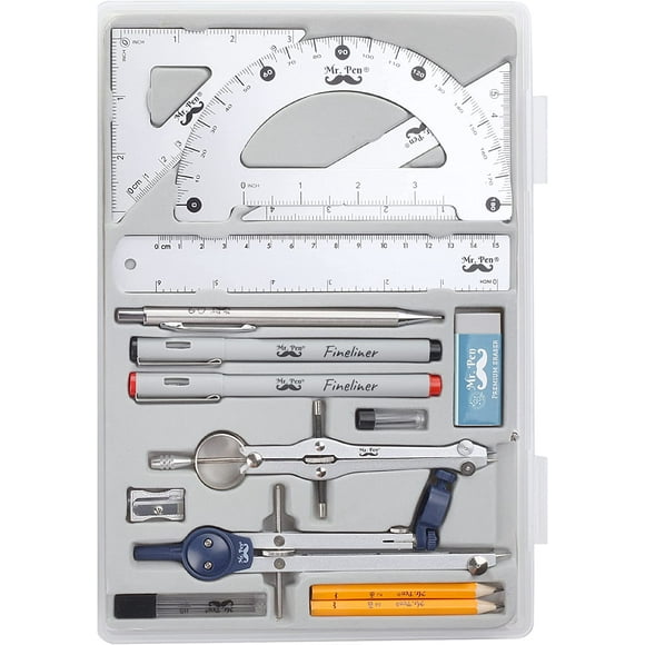 - Professional Geometry Set, 15 pcs, Geometry Kit for Artists and Students, Geometry Set, Metal Rulers and Compasses, Drawing Tools, Drafting Supplies, Drafting Set, Drafting Tools and Kits