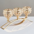 thumbnail image 3 of Candelabro de cristal Zulema con 3 brazos para bodas Adornos de Buffet dorado, 3 of 7