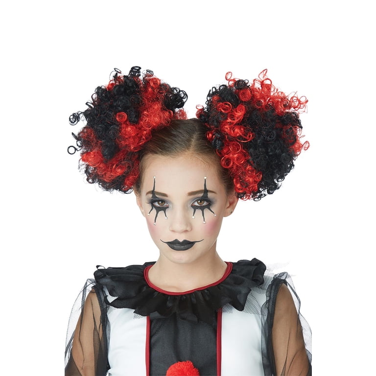♡clown ピエロ　ハロウィン　ベビーキッズヘアクリップ　ヘアゴム　ヘアピン California Costumes Women's Curly Red and Black Harlequin Clown