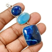 Sodalite Blue Chalcedony Gemstone Handmade Fashion Pendant Jewelry 3.3" SA 9972