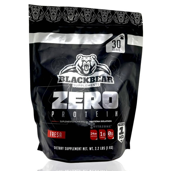 Proteína Zero Carbs 1 kg Fresa 30 serv Isolatada Blackbear The Blackbear BLACKBZEROBOLSAFRESA