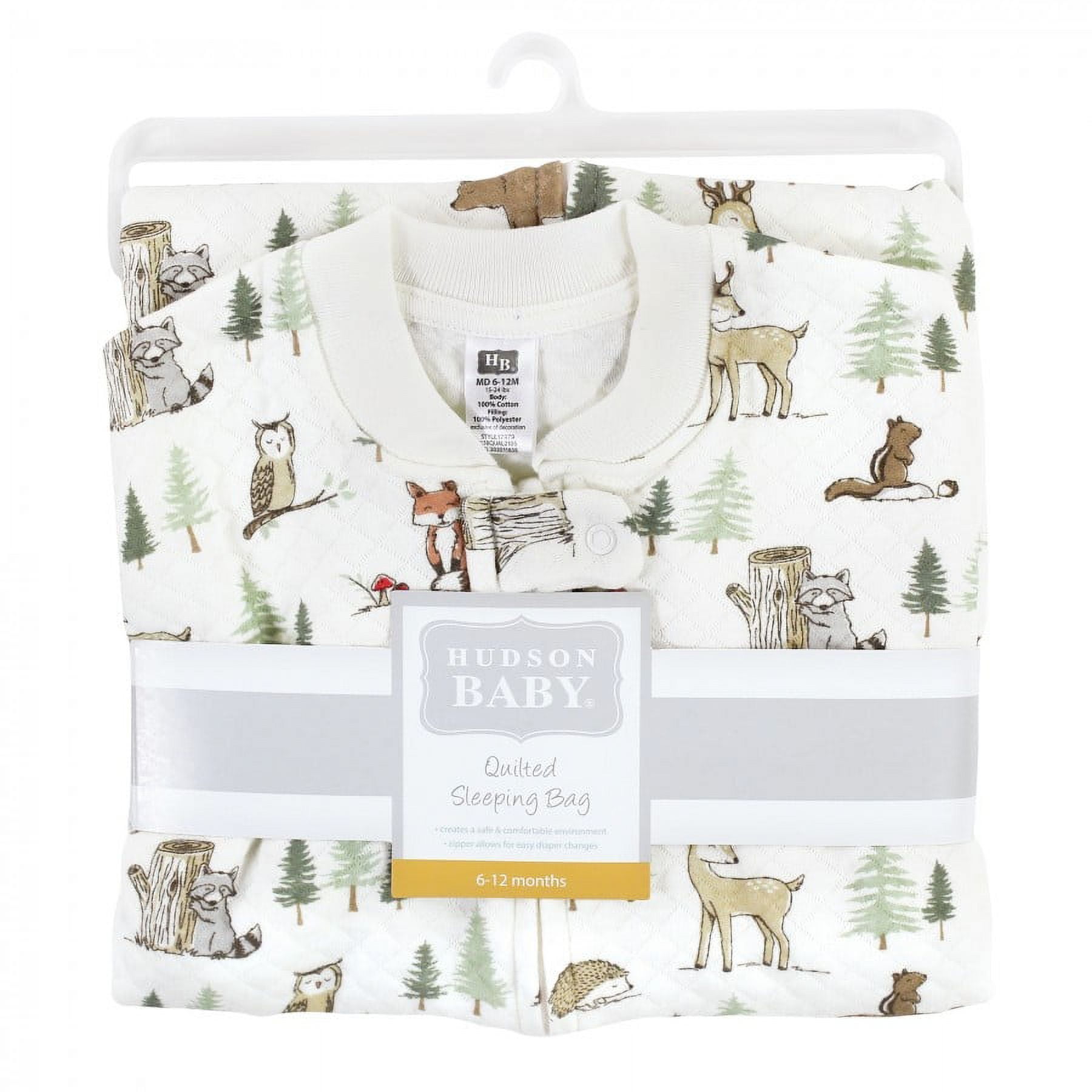 Hudson Baby Infant Boy Premium Quilted Sleeveless Sleeping Bag and Wearable Blanket, Forest Animals, 0-6 Months