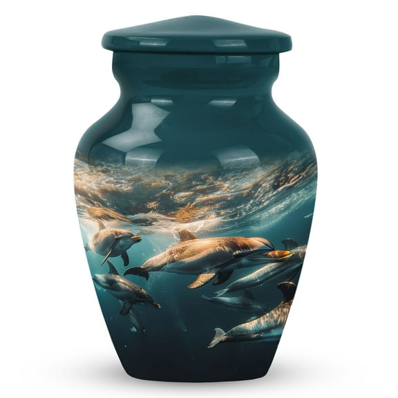 Underwater Dolphin Symphony - Keepsakes For Ashes Of Loved Ones - Funeral Urns For Adults - Urns For Human Ashes Adult Female - Cremation Urn For Adults (Size-3inch,1pcs)