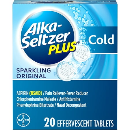 Alka-Seltzer Plus Cold Formula Sparkling Original Effervescent Tablets, 20 (Best Medicine For Head Cold And Sore Throat)