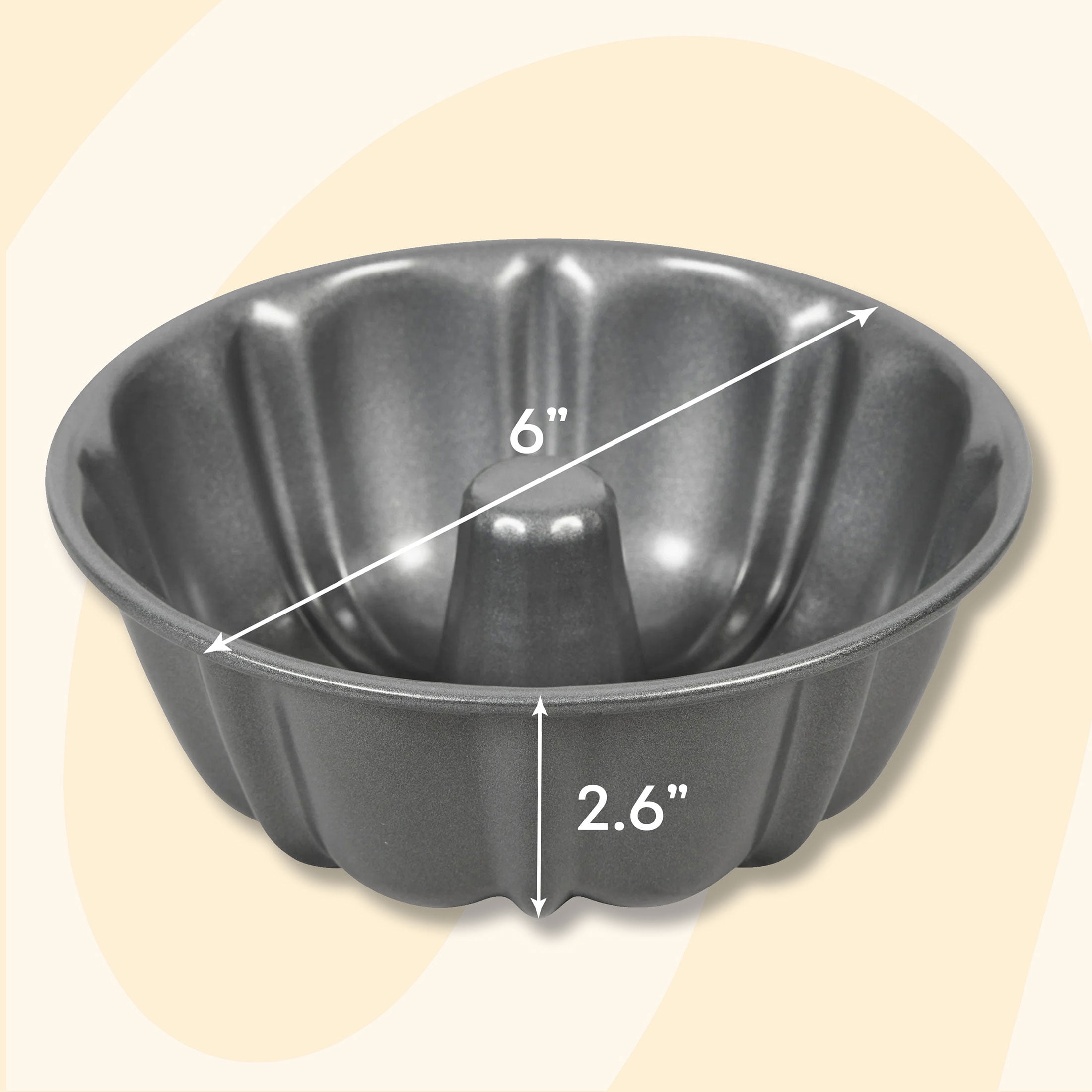 Wilton Premium 6" Non-Stick Steel Bundt Cake Fluted Tube Baking Pan, Packaging May Vary