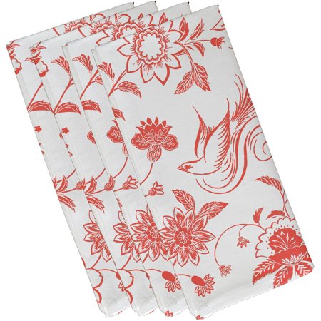 Simply Daisy 19  x 19  Traditional Bird Floral Floral Print Napkins  Set of 4