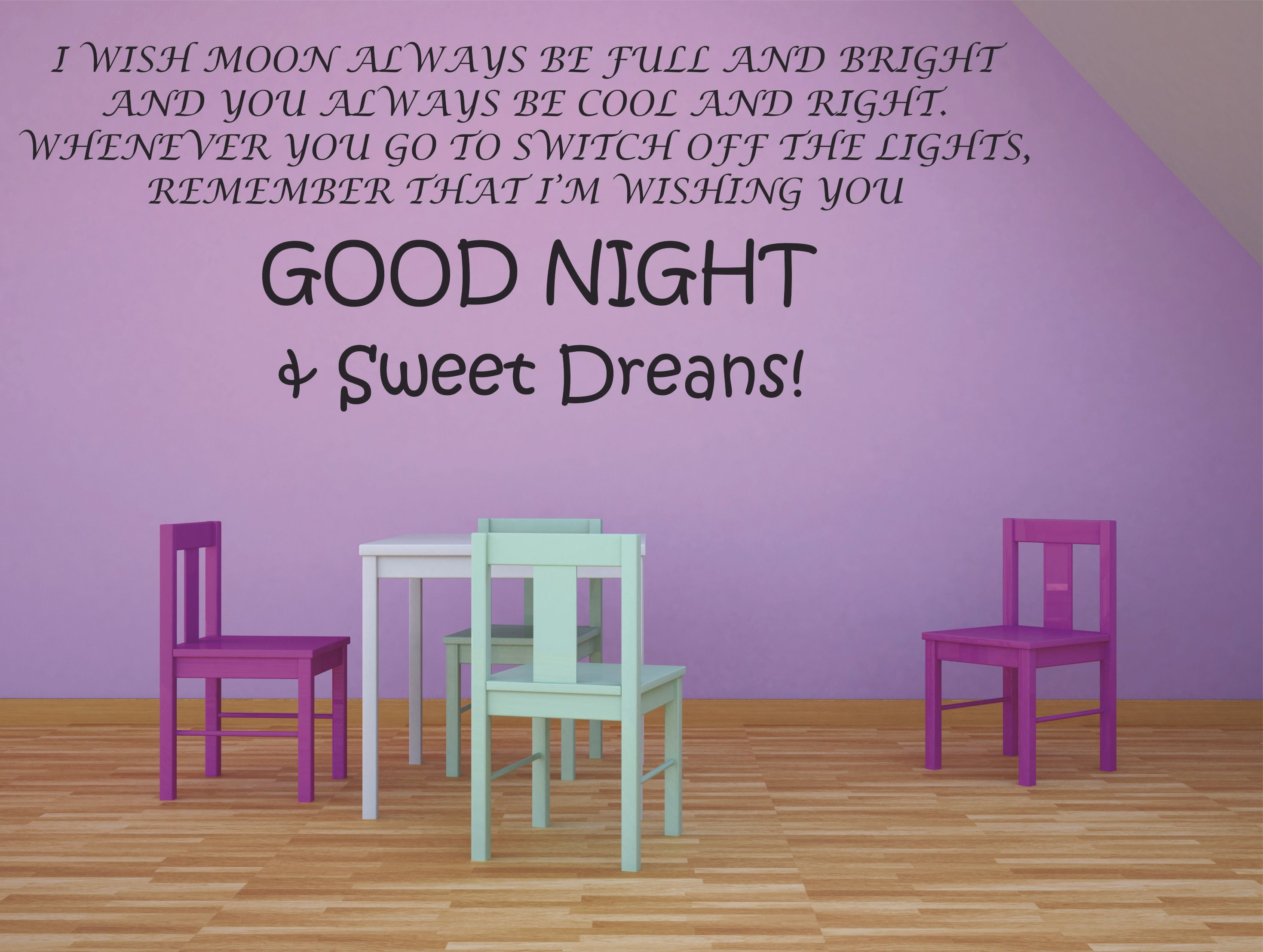 Good Night Sweet Dreams Quote Poem Rhymes Sleeping Saying Wall Decal