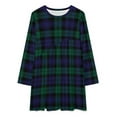 thumbnail image 2 of Modern Cute Blue And Green Plaid Loose Dress Evening Dress Summer Dresses for Women Luxury Dress Long Sleeved Dress, 2 of 4