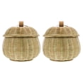 thumbnail image 1 of 2 cestas tejidas de bambú para huevos con tapa, cesta de almacenamiento para frutas, verduras, huevos, hojas sueltas y dulces., 1 of 6