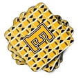 thumbnail image 2 of Letter E Football Black Old Gold and White Foam Coaster Set of 4, 2 of 3
