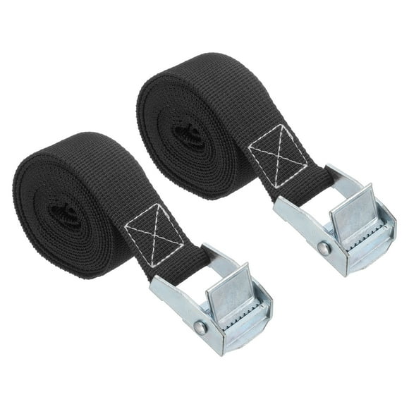 2 Piezas de Correa de Amarre con Hebilla 1" x 6.5 pies Correas de Ajuste con Hebilla de Camión para Carga de Motocicleta, Camión, Equipaje, Negro
