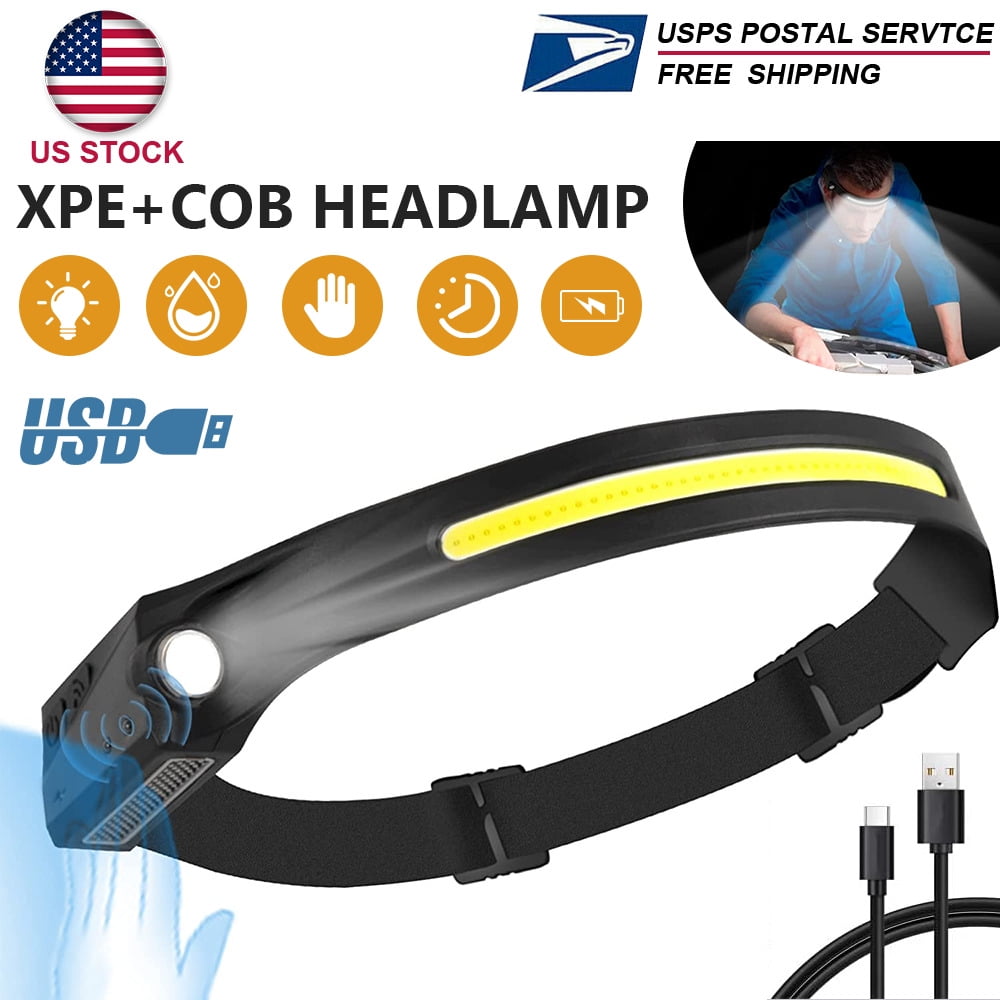 kowaku Lampada Frontale a LED, Ricaricabile Tramite USB, Impermeabile e Leggera, 6 modalità di Illuminazione per Escursionismo, Ciclismo, Pesca, Campeggio, Fai da Te (Distanza focale Regolabile