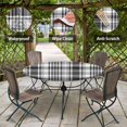 thumbnail image 2 of Black and White Plaid Round Fitted Tablecloth with Elastic Edge, Geometric Gingham Waterproof Table Cover, Indoor Outdoor Table Cloth for Kitchen Dinner, Outdoor, Picnic, 36"-44", 2 of 6