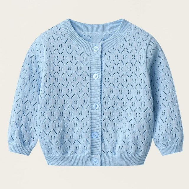 Mgmyaa Cardigan Tricoté à Manches Longues et Col Rond pour Filles, Veste Décontractée Ouverte pour l'Automne, Confortable en Laine, 3M-12Y