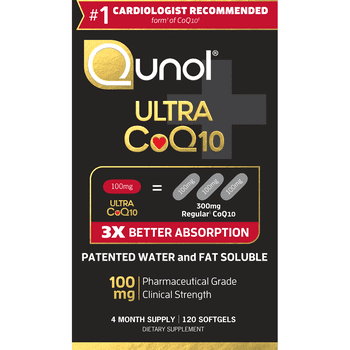 Qunol Ultra CoQ10 Softgels (120 Count) with 3x Better Absorption, Antioxidant for Heart , 100mg Natural Supplement Form of Coenzyme Q10