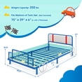 thumbnail image 3 of Gymax Lit pour Enfants Format Simple Cadre de Lit en Métal en Forme de Voiture avec Tête de Lit Rembourrée, 3 of 10