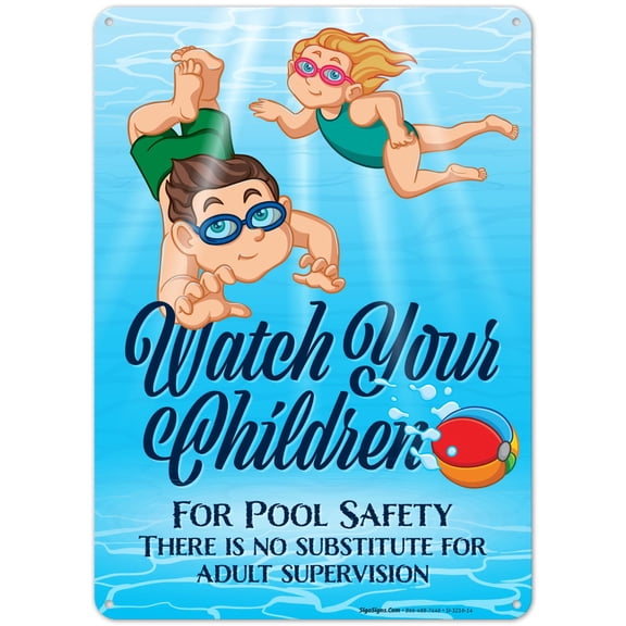 Pool Rules Decor Sign, Watch Your Children Pool Sign,