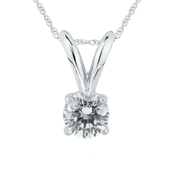 SZUL Women's 1/4 Carat Diamond Solitaire Pendant in 14K White Gold (L-M Color, I2-I3 Clarity)