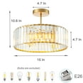 thumbnail image 4 of 15 Inch Semi-Flush Mounted Chandelier with Crystal Shade, 4 of 7