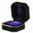 thumbnail image 1 of AVESON Caja de Anillo de Lujo, Caja de Anillo de Boda Cuadrada de Terciopelo Caja de Regalo de joyería con luz LED para Propuesta de Compromiso de Boda, Negro, 1 of 5