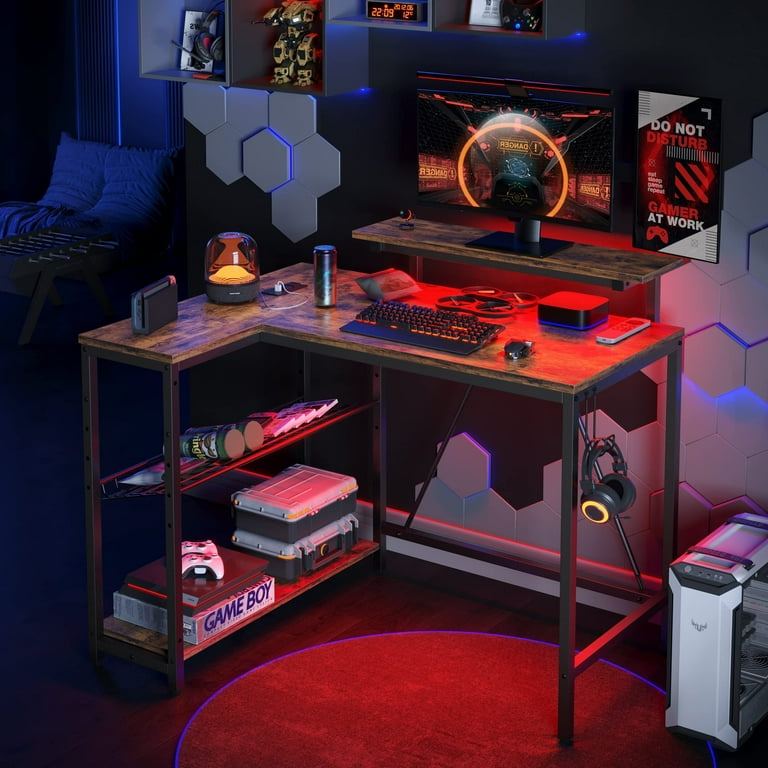 RSPGAME 42 Inch L-Shaped Gaming Desk with LED Lights photo 6