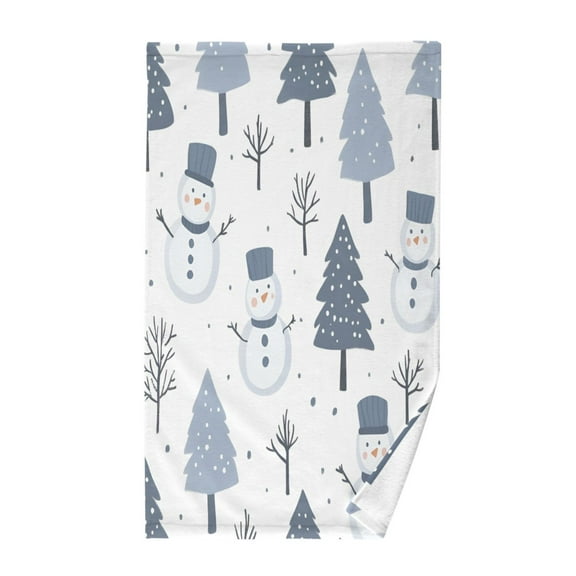 Yayeee 100% Cotton Hand Towels for Bathroom 16" x 28" Kitchen Towel, Cute Snowmen