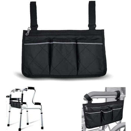 Wheelchair Side Bag Polyester Pouch Organizer With Phone Pocket Safe Travel Essential For Women