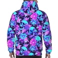 thumbnail image 7 of Kdxio Flower Happy Skull Print Mens Casual Hooded Collar Drawstring Hoodies Pullover Sweatshirts Casual Long Sleeve Shirts-X-Large, 7 of 7