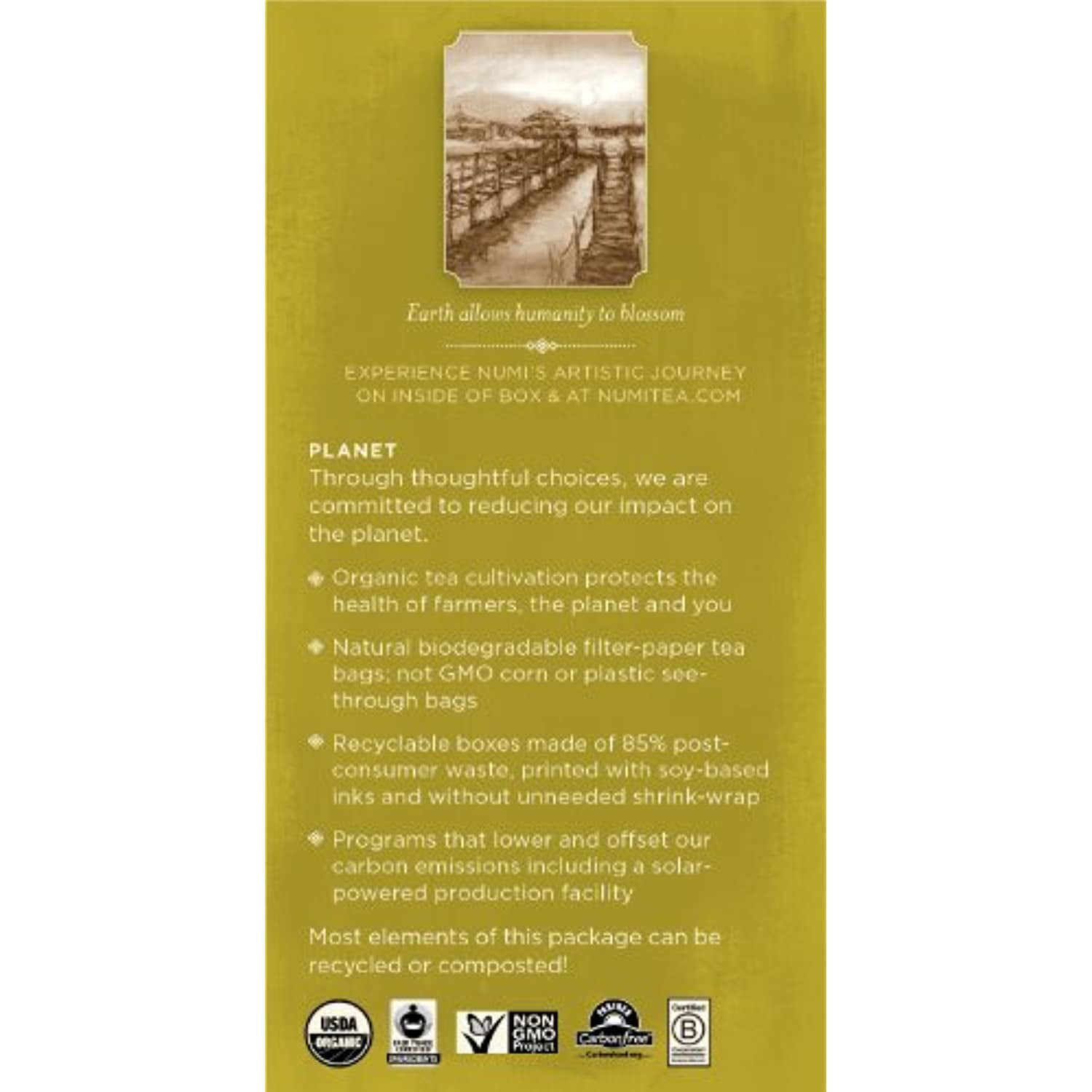 Numi Organic Tea Decaf Ginger Lemon, 16 Count Box Of Tea Bags (Pack Of 3) Decaf Green Tea (Packaging May Vary)
