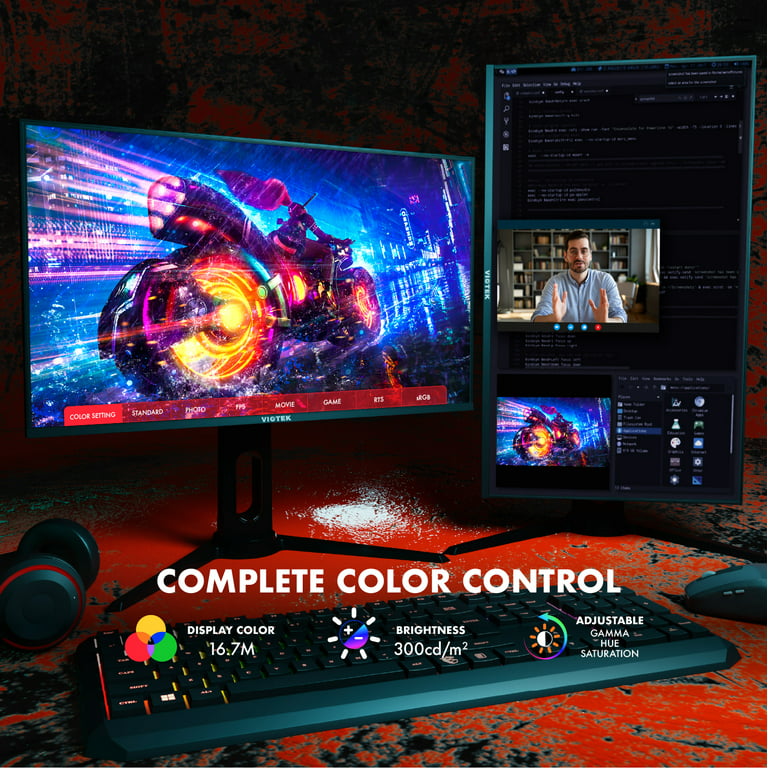 VIOTEK 24 Inch 2560 x 1440p 2K IPS Gaming Monitor 75Hz 5ms FreeSync &  G-sync Compatible NFI24DBA 
