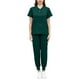 thumbnail image 3 of Conjunto de uniforme exfoliante para mujer, traje lavable a máquina con cuello en V, cintura elástica, ropa de trabajo para enfermera, ropa de trabajo Verde oscuro, 3 of 8
