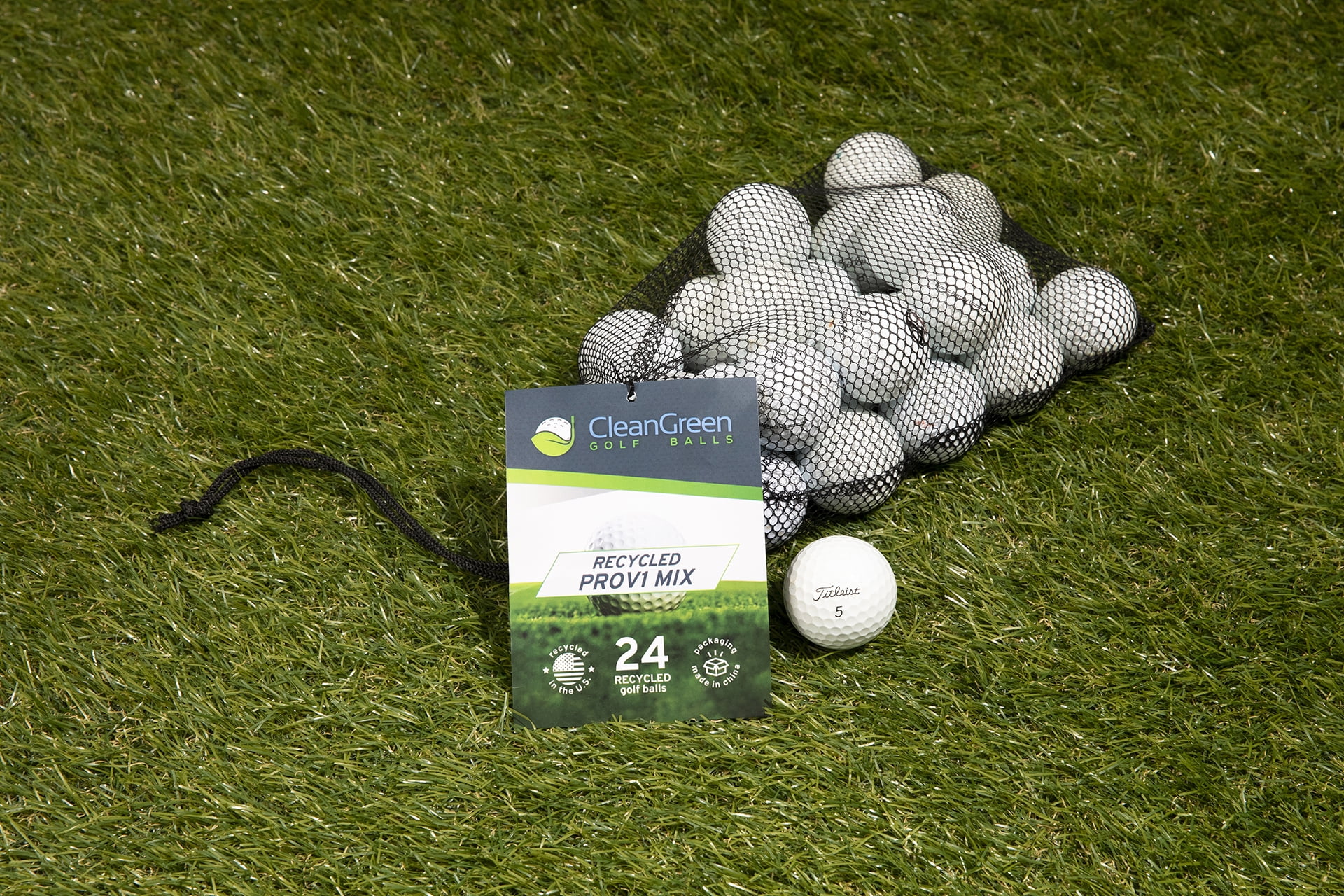 Clean Green Golf Balls 24 Recycled Titleist Pro V1 White Mix