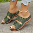 thumbnail image 4 of Slides for Women Summer Women's Slide Sandals Slippers Plus Size Carving Wedge Heel, Green-37, 4 of 5