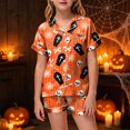 thumbnail image 2 of UAYOTSE Girls Short Sleeve Satin Pjs Set, Button‑Front Collared Top and Matching Shorts, Kids Sleep Loungewear for Holiday & Everyday Wear Size 4-5 Years, 2 of 5