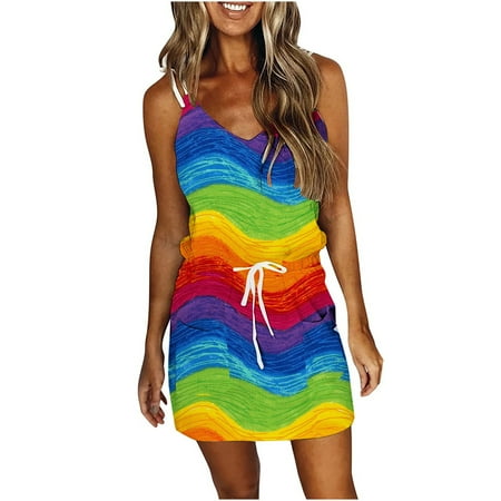 

Women s 2023 Summer Sleeveless Dresses Cute Tank Sundress Summer Beach Boho Mini Dress