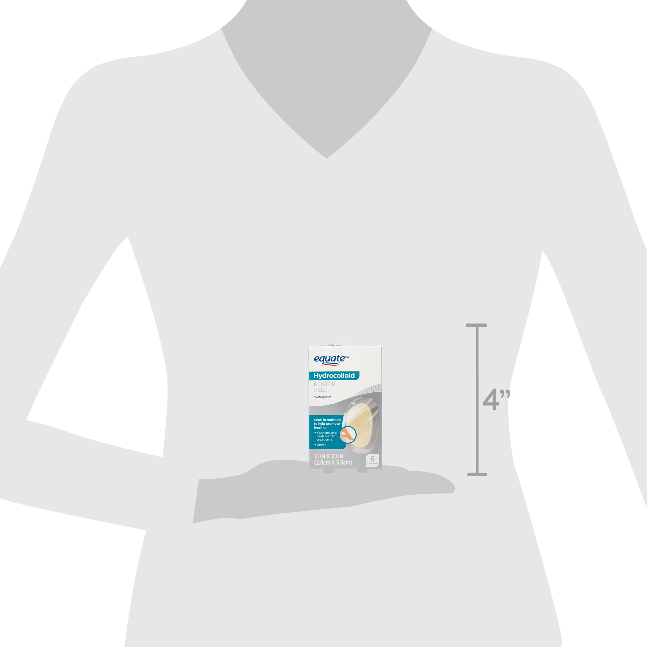 (6 pack) Equate Hydrocolloid Heel Blister Bandages, 6 Count