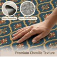 thumbnail image 6 of ODIKA 9'x12' Navy Blue Victorian Floral Medallion Washable Area Rug Geometric Lattice Framework With Alternating Botanical Motifs for Master Suite, California King, Under Bed, Non-Shedding, Easy Care, 6 of 7
