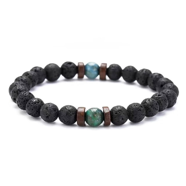 Hombres Mujeres Piedra Natural Lava Rock Difusor Pulsera Elástica Yoga Ágata Cuentas Pulsera Brazalete