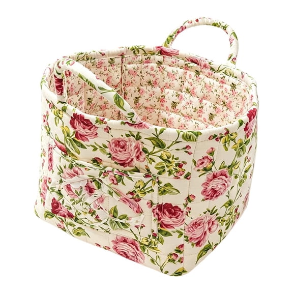 Foldable Laundry Boho Floral Quilted Storage Bin Basket with Handles for Clothes, Car Organizer, Collapsible Hamper