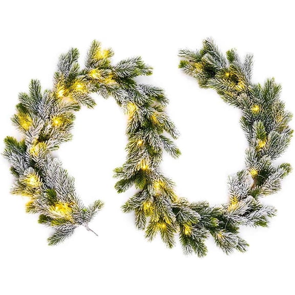 Guvpev 6.2FT Christmas Garland, Artificial Snowflake Flocked Garland for Fireplace Mantel, Outdoor Garland, Holiday Christmas Decorations Indoor