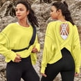 thumbnail image 3 of Lentta Open Back Workout Tops for Women Long Sleeve Crop Athletic Tees Running Yoga Y2K T Shirts, 3 of 7