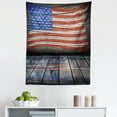 thumbnail image 1 of America Tapestry, Fourth of July Independence Day Wooden Rustic Floor Log View Wall Rippled Image, Fabric Wall Hanging Decor for Bedroom Living Room Dorm, 5 Sizes, Blue Red Umber, by Ambesonne, 1 of 1